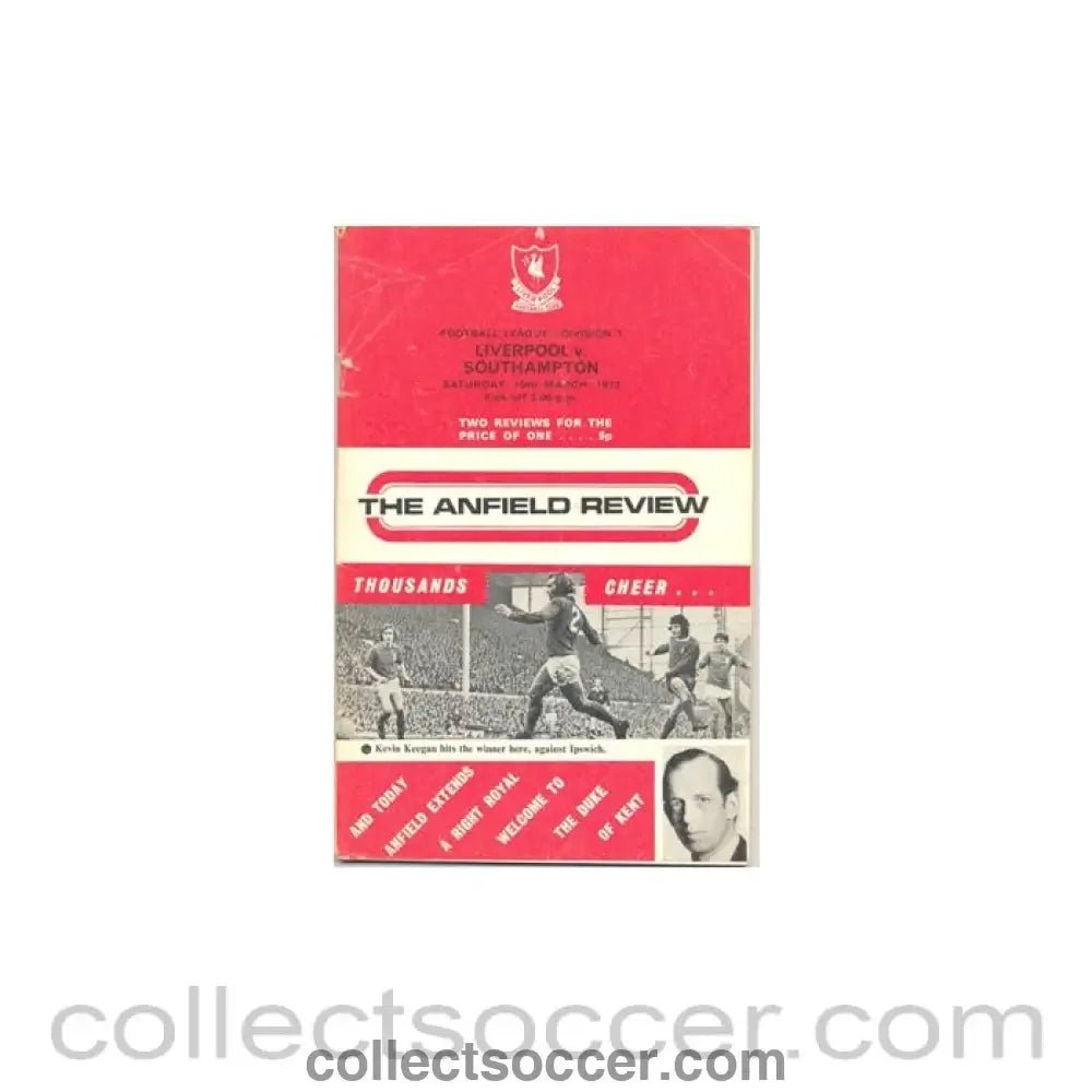 1973 - Liverpool v Southampton official programme 10/03/1973 - Collect Soccer