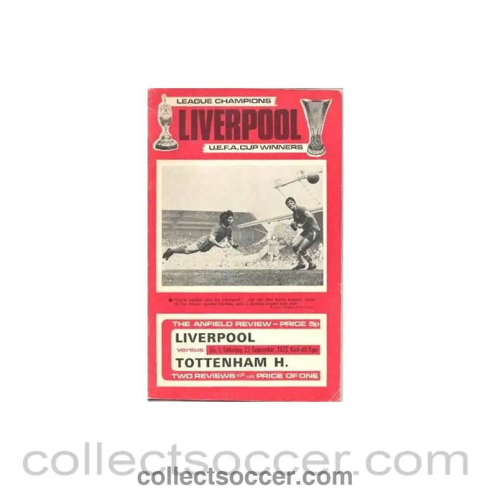 1973 - Liverpool v Tottenham Hotspur official programme 22/09/1973 - Collect Soccer