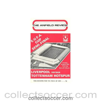 1973 - Liverpool v Tottenham Hotspur UEFA Cup Semi - Final programme 10/04/1973 - Collect Soccer