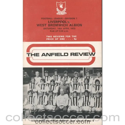 1973 - Liverpool v West Bromwich Albion Programme 14/4/1973 - Collect Soccer