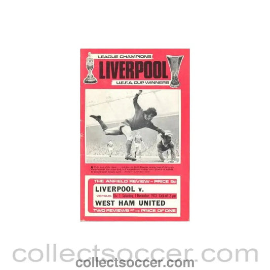 1973 - Liverpool v West Ham United fficial programme 01/12/1973 - Collect Soccer