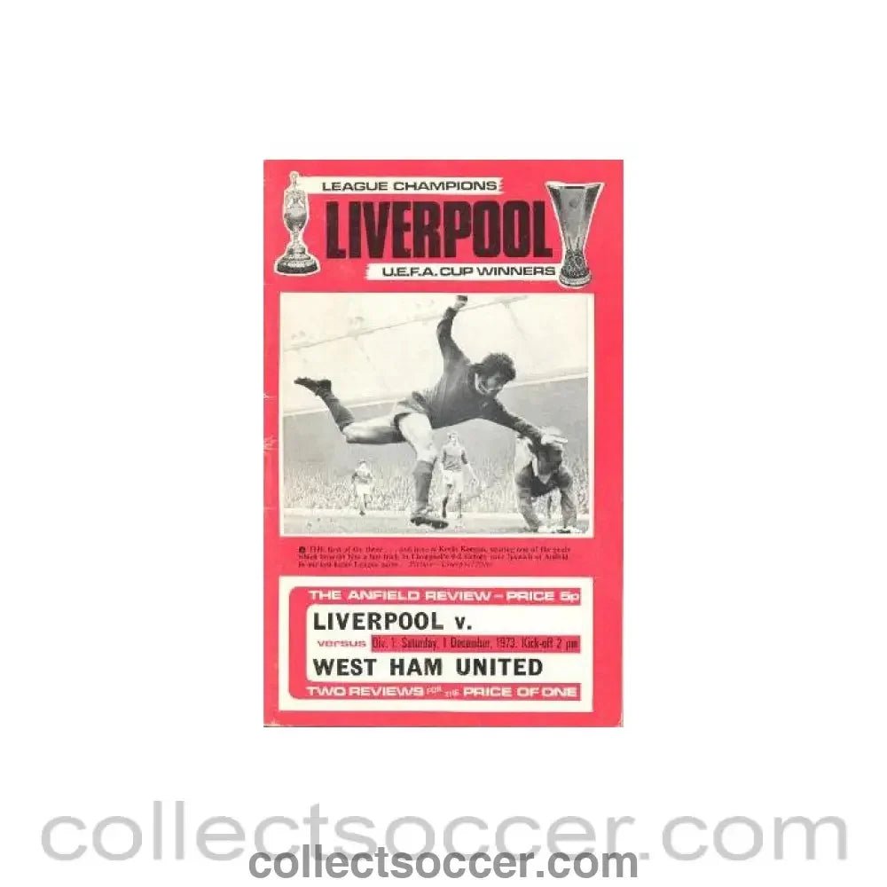 1973 - Liverpool v West Ham United fficial programme 01/12/1973 - Collect Soccer