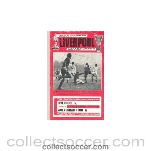 1973 - Liverpool v Wolverhampton W. official programme 10/11/1973 - Collect Soccer