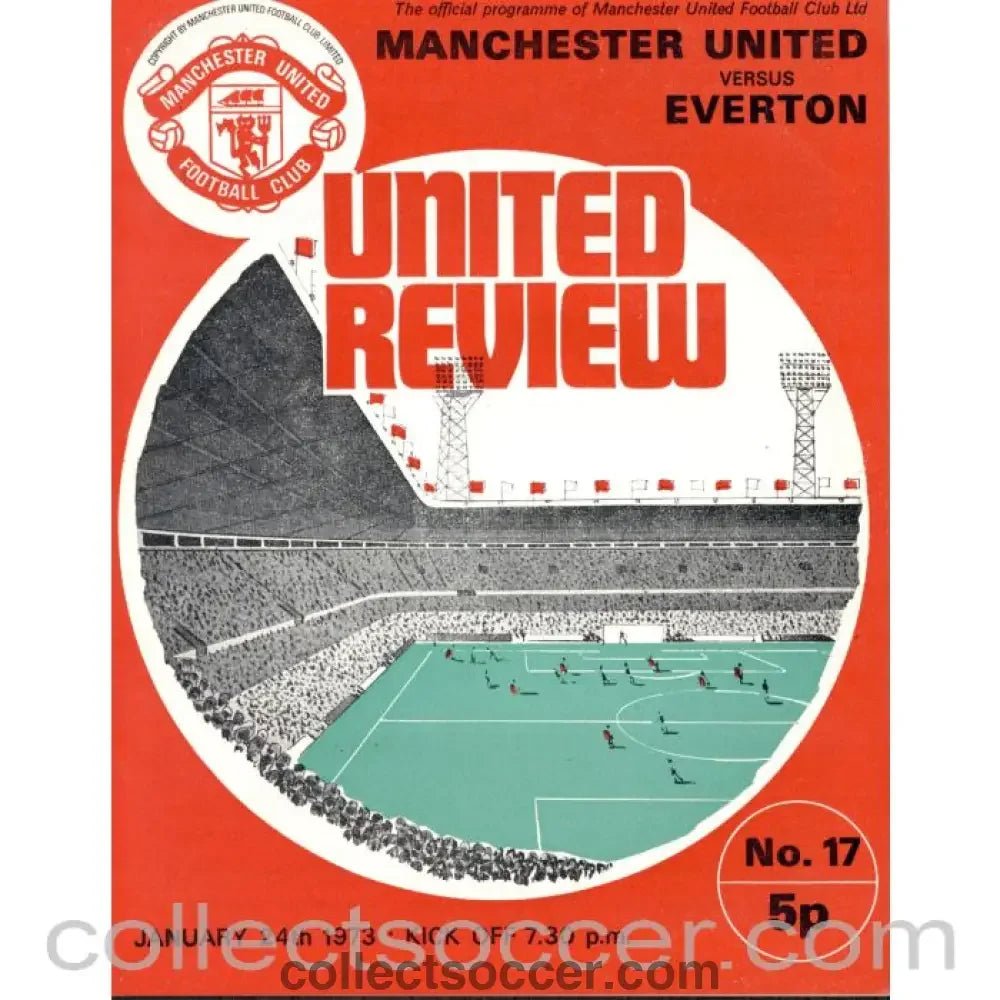 1973 - Manchester United v Everton 24/1/1973 Programme - Collect Soccer