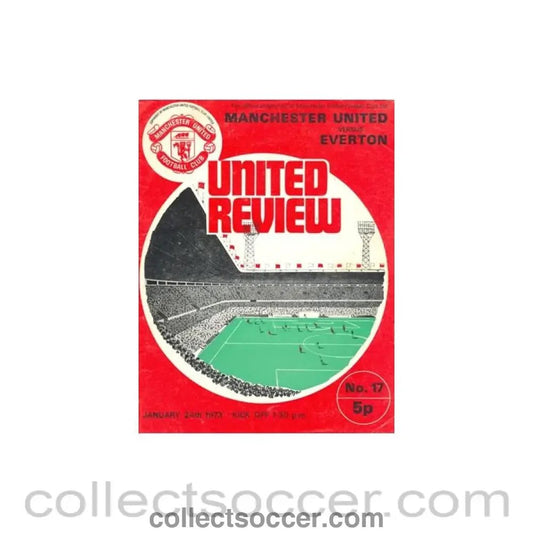 1973 - Manchester United v Everton official programme 24/01/1973 token cut - Collect Soccer