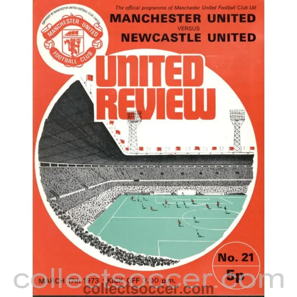 1973 - Manchester United v Newcastle United Programme 17/3/1973 - Collect Soccer