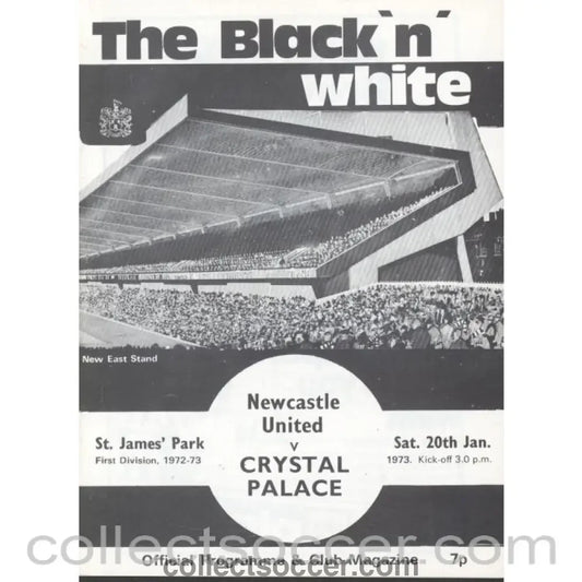 1973 - Newcastle United v Crystal Palace Programme 20/01/1973 - Collect Soccer