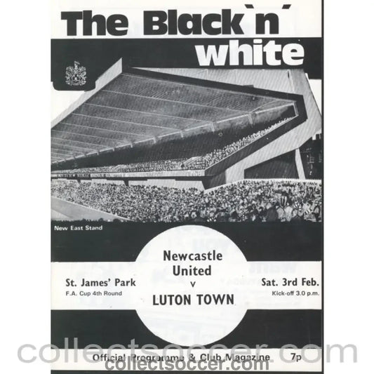 1973 - Newcastle United v Luton Town FA Cup 4th Round Programme 3/2/1973 - Collect Soccer