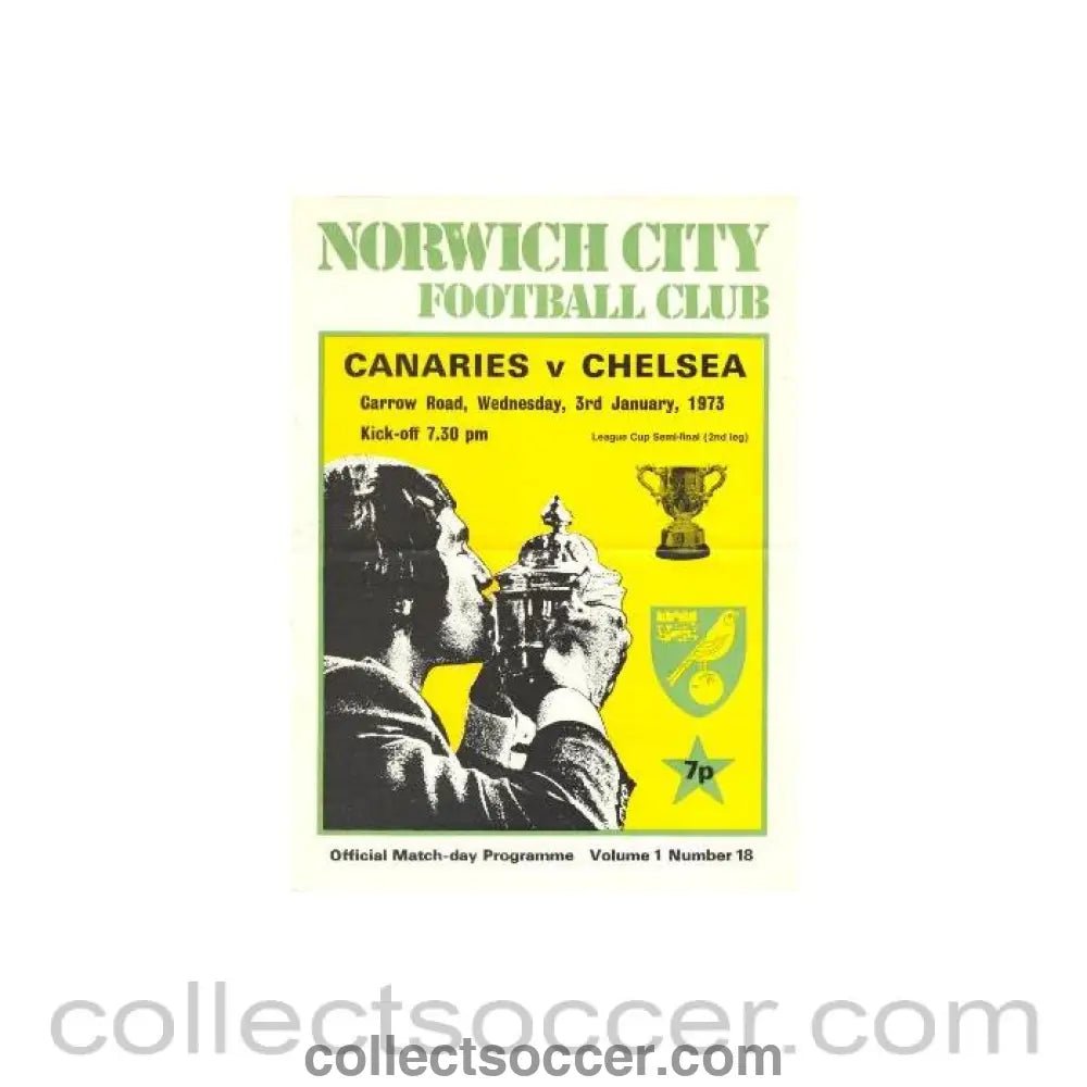 1973 - Norwich City vChelsea official programme 03/01/1973 - Collect Soccer