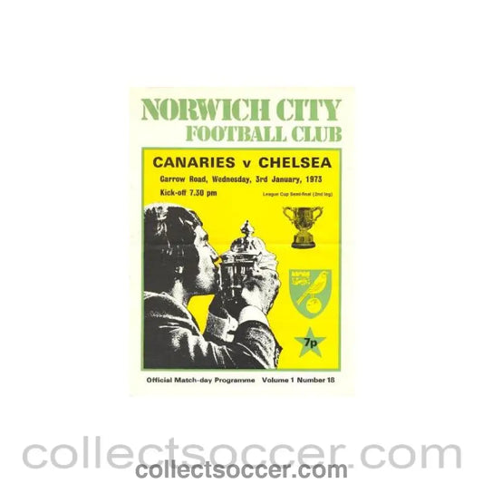 1973 - Norwich City vChelsea official programme 03/01/1973