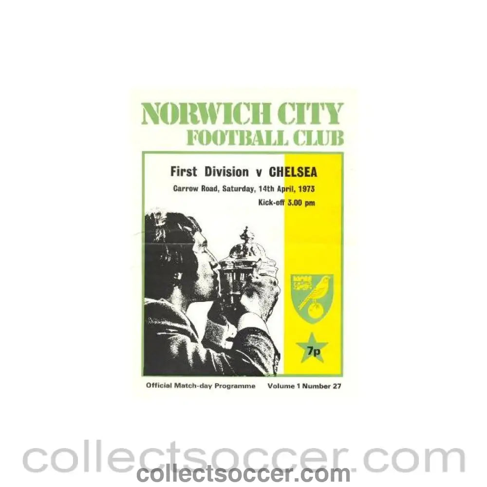 1973 - Norwich City vChelsea official programme 14/04/1973