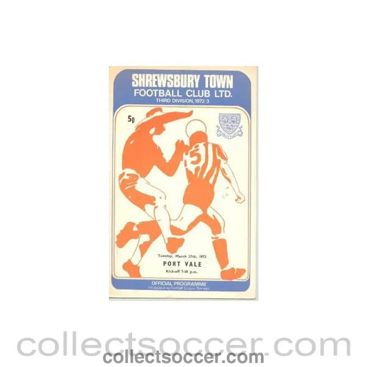 1973 - Shrewsbury Town v Port Vale official programme 27/03/1973 - Collect Soccer