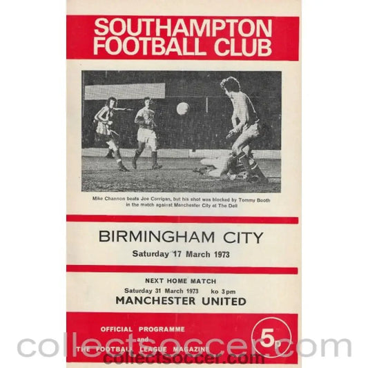 1973 - Southampton v Birmingham City Official Programme 17/3/1973 - Collect Soccer