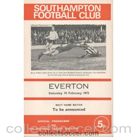 1973 - Southampton v Everton Football Programme 10/2/1973 - Collect Soccer