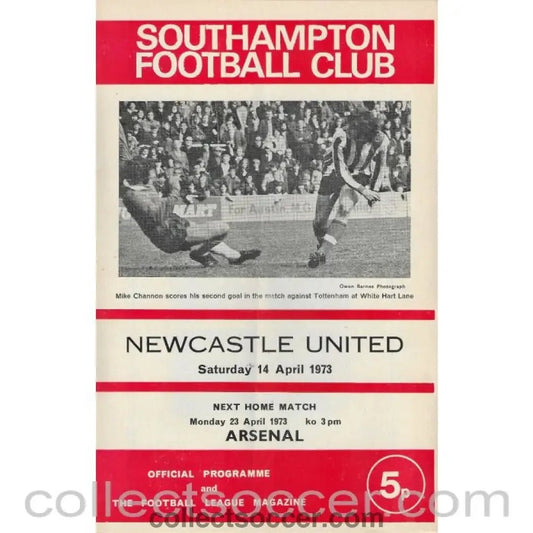 1973 - Southampton v Newcastle United Official Programme 14/4/1973 - Collect Soccer