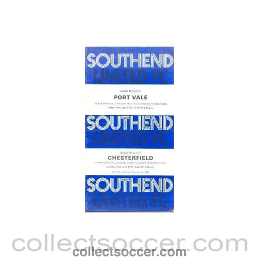 1973 - Southend United v Port Vale official programme 20/04/1973 - Collect Soccer