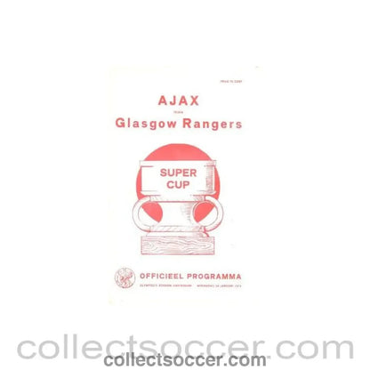 1973 Super Cup Final Official Programme Ajax v Glasgow Rangers 2nd Leg - Collect Soccer