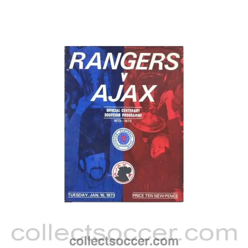 1973 Super Cup Final Official Programme Glasgow Rangers v Ajax 1st leg - Collect Soccer