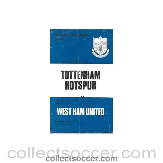 1973 - Tottenham Hotspur v West Ham United official programme 29/12/1973 - Collect Soccer