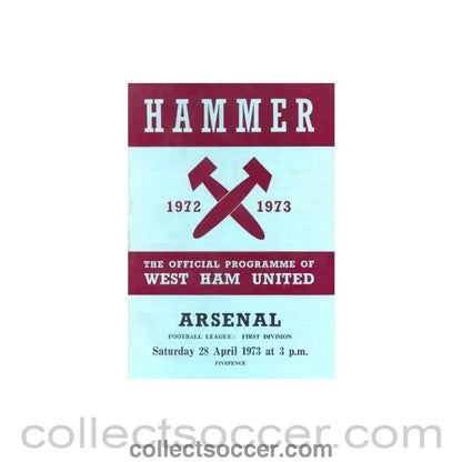 1973 - West Ham United v Arsenal official programme 28/04/1973 - Collect Soccer