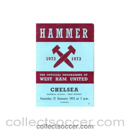 1973 - West Ham United vChelsea official programme 27/01/1973 - Collect Soccer