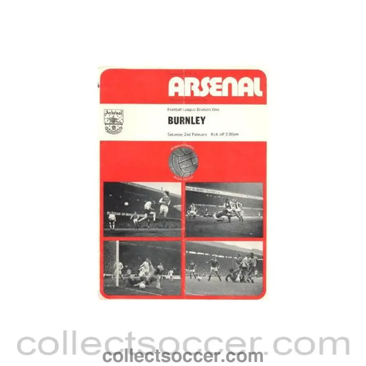 1974 - Arsenal v Burnley official programme 02/02/1974