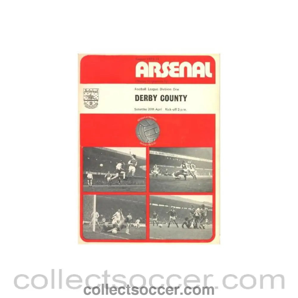 1974 - Arsenal v Derby County official programme 20/04/1974