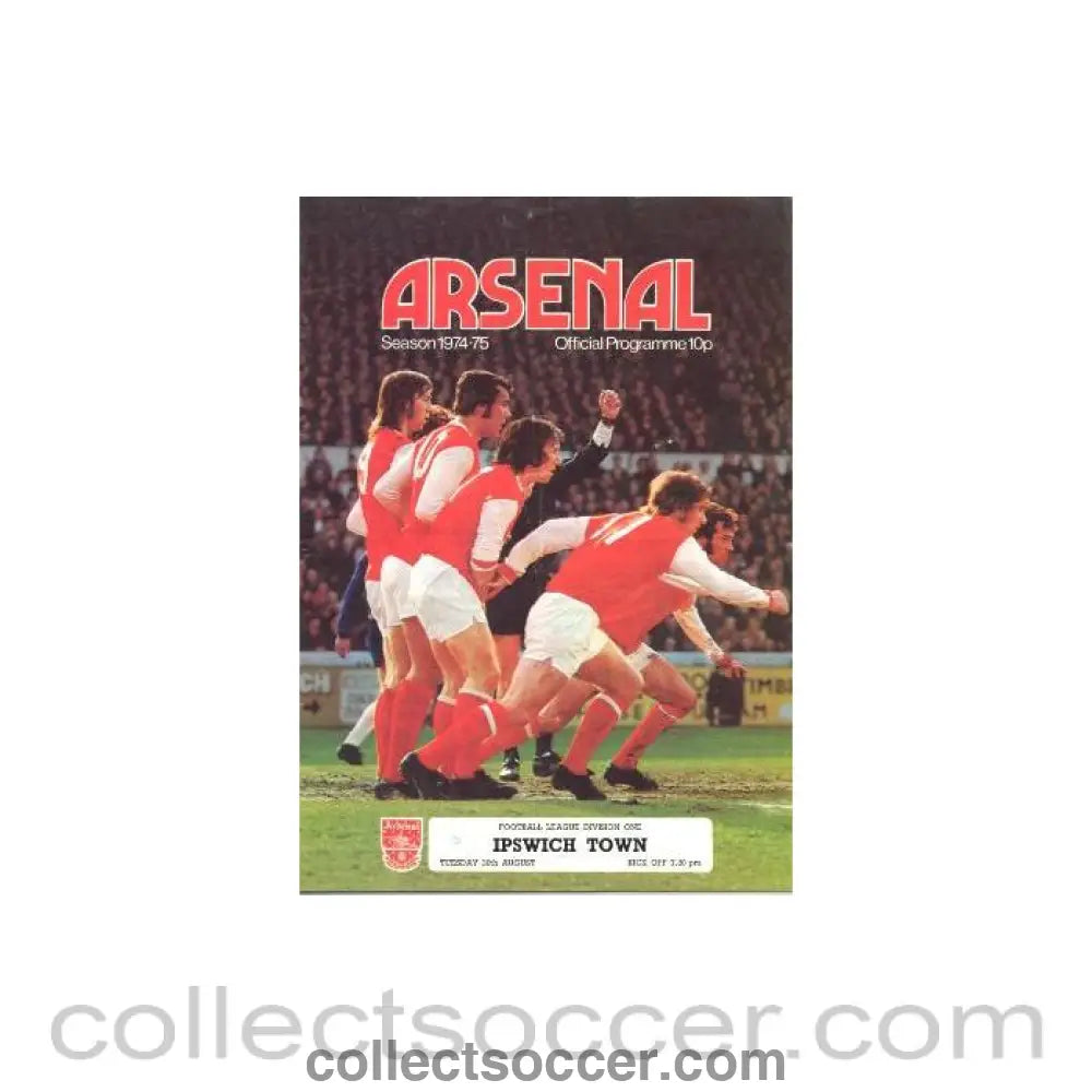 1974 - Arsenal v Ipswich Town official programme 20/08/1974