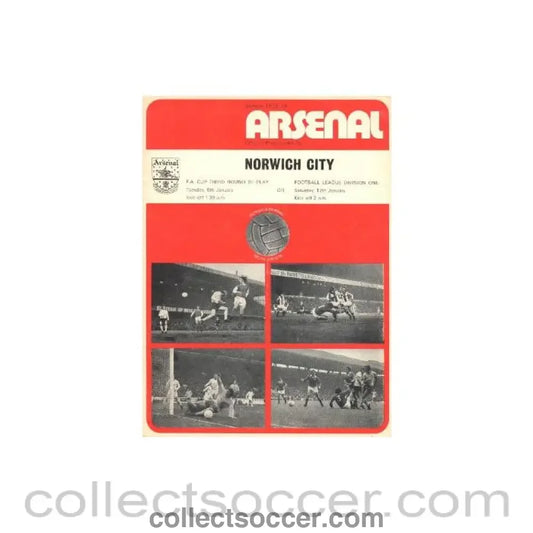 1974 - Arsenal v Norwich City official programme 08/01/1974