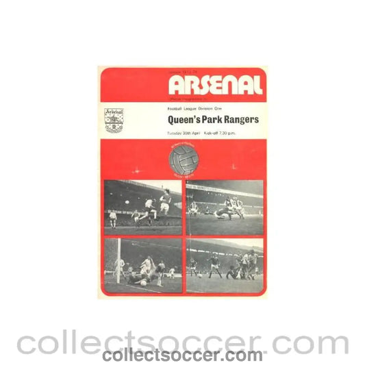 1974 - Arsenal v Queen’s Park Rangers official programme 30/04/1974