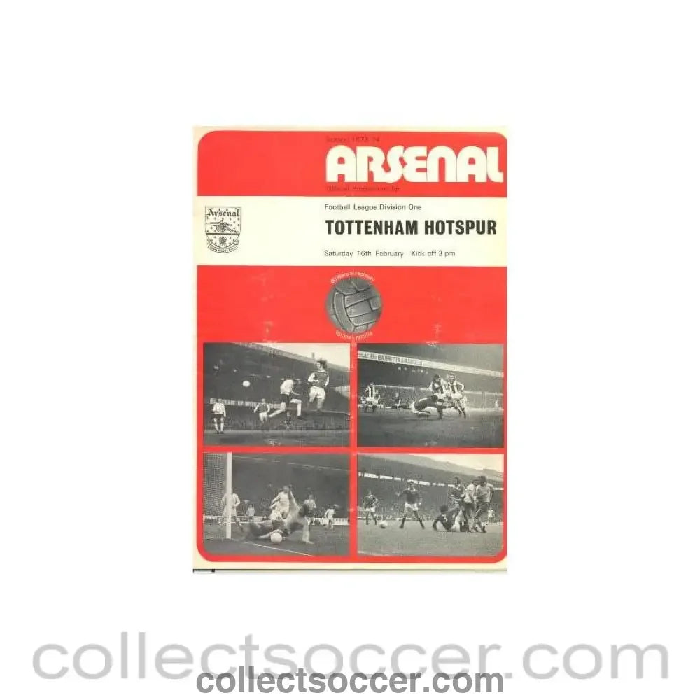 1974 - Arsenal v Tottenham Hotsur official programme 16/02/1974