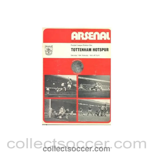 1974 - Arsenal v Tottenham Hotsur official programme 16/02/1974