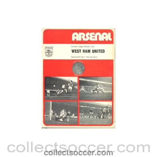 1974 - Arsenal v West Ham United official programme 06/04/1974