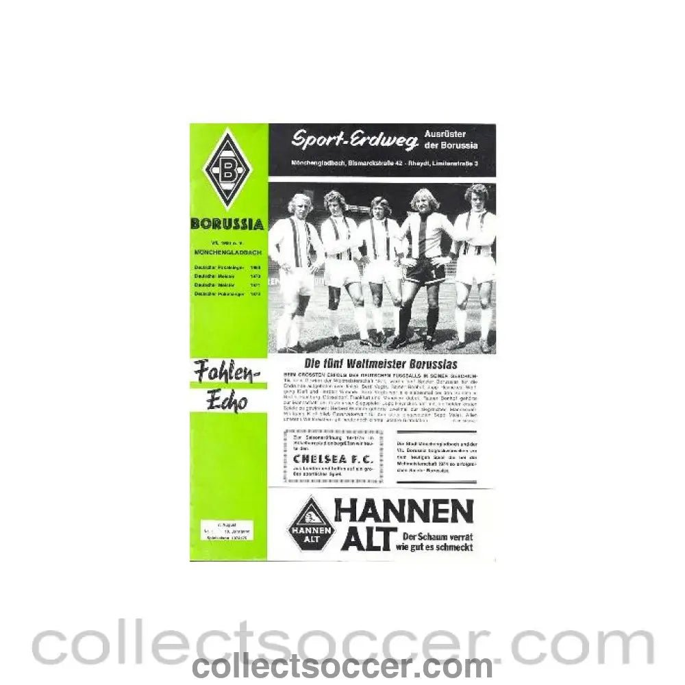1974 - Borussia Monchengladbach vChelsea official programme 07/08/1974 - Collect Soccer
