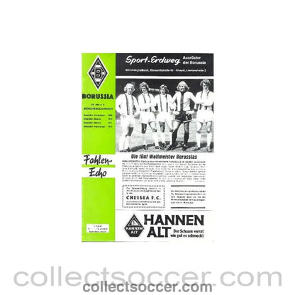 1974 - Borussia Monchengladbach vChelsea official programme 07/08/1974 - Collect Soccer