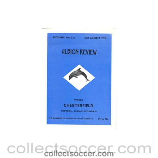 1974 - Brighton & Hove Albion v Chesterfield official programme 31/08/1974 Football League