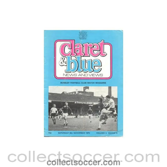 1974 - Burnley v Birmingham City official programme 09/11/1974 Football League