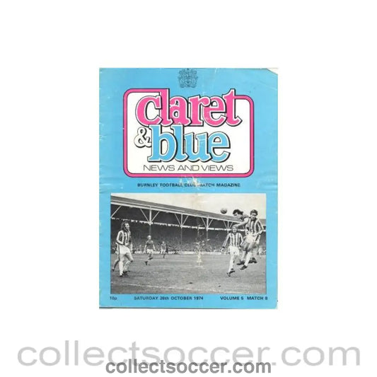1974 - Burnley v Everton official programme 26/10/1974 Football League