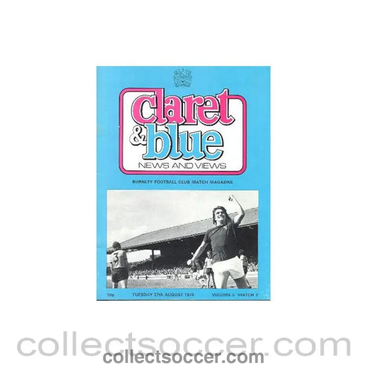 1974 - Burnley vChelsea official programme 27/08/1974
