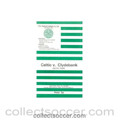 1974 - Celtic v Clydebank official programme 27/01/1974 Scottish Cup - Collect Soccer