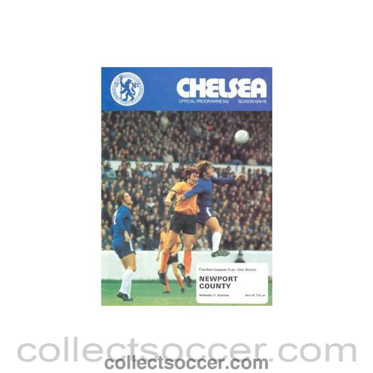 1974 - Chelsea v Newport County official programme 11/09/1974