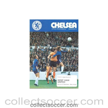 1974 - Chelsea v West Ham United official programme 21/12/1974 - Collect Soccer