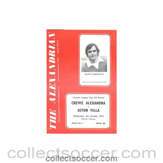 1974 - Crewe Alexandra v Aston Villa official programme 09/10/1974 Football League