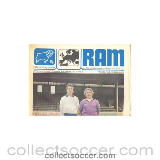 1974 - Derby County v Servette, Geneva, Switzerland official programme 18/09/1974 - Collect Soccer
