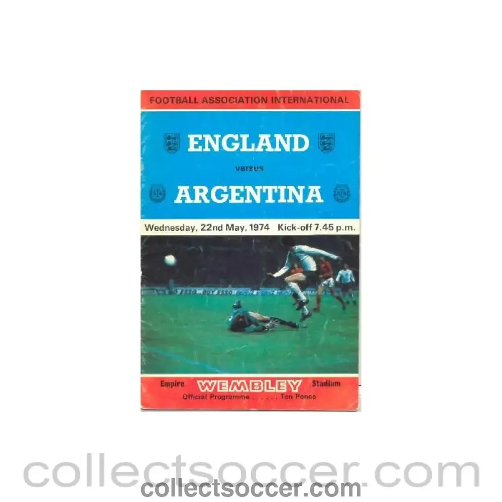 1974 England v Argentina official programme 22/05/1974