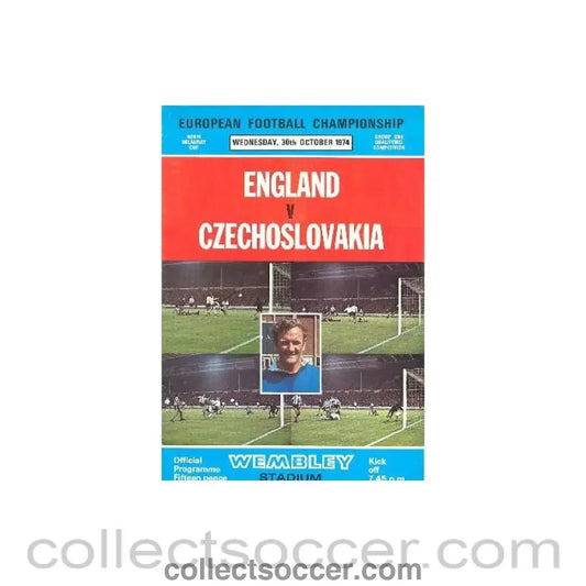 1974 England v Czechoslovakia official programme 30/10/1974 - Collect Soccer