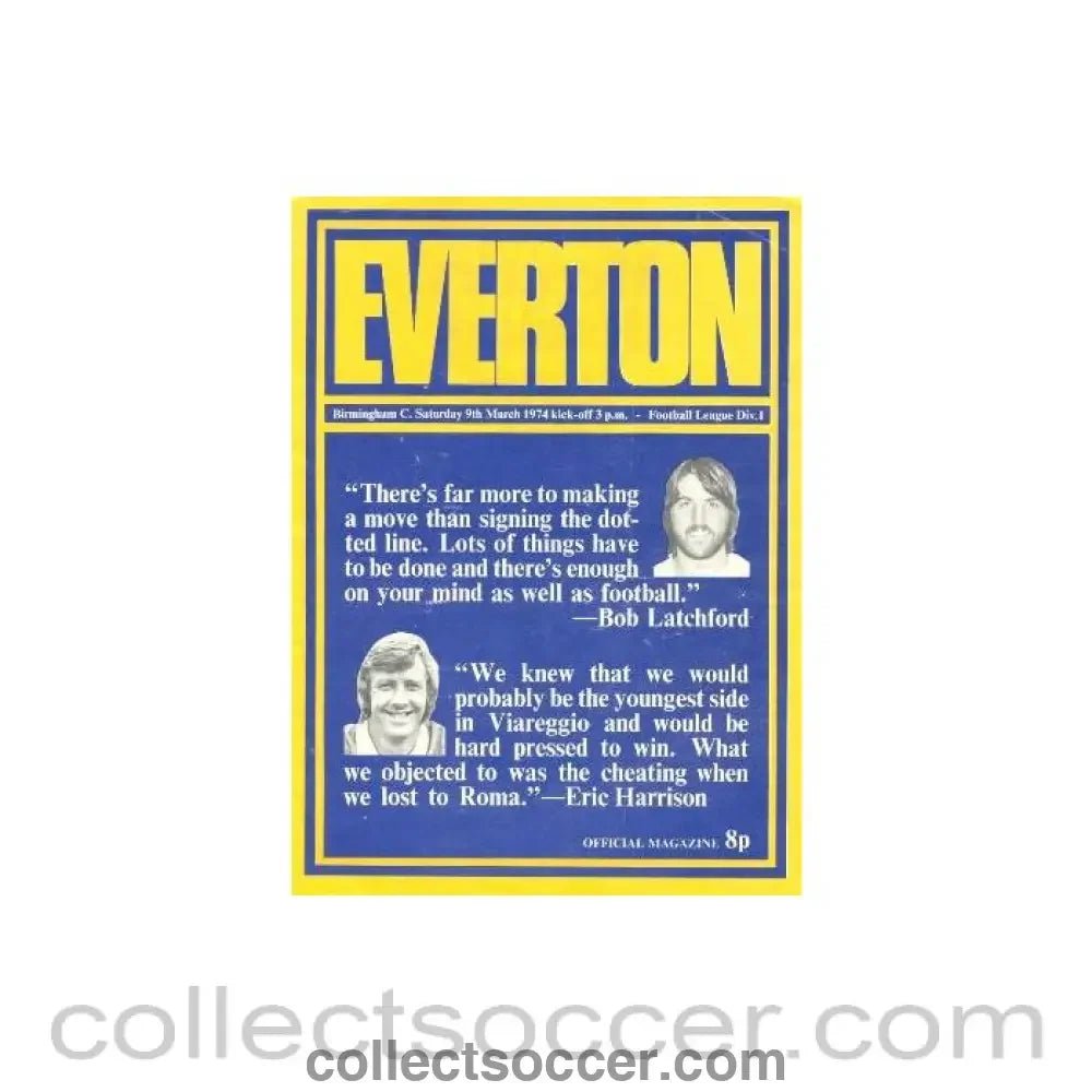 1974 - Everton v Birmingham City official programme 09/03/1974 - Collect Soccer