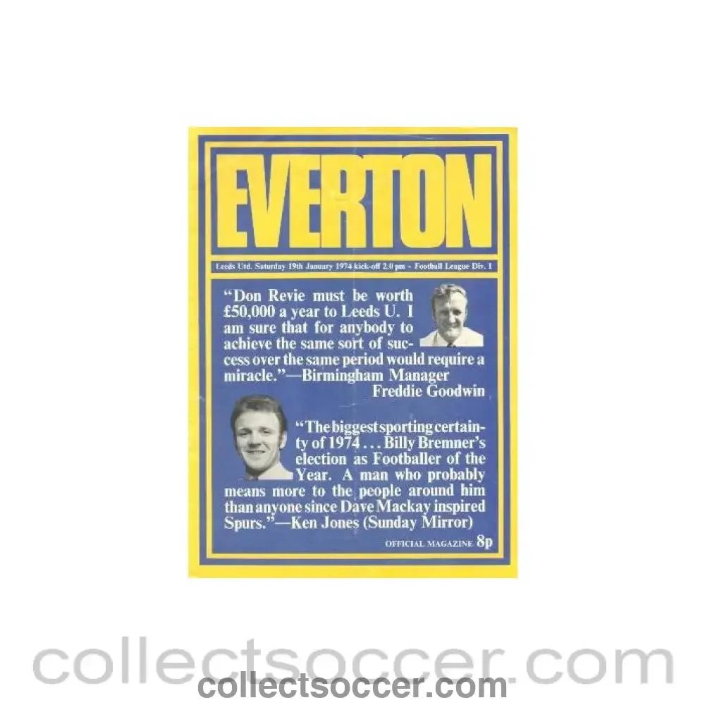 1974 - Everton v Leeds official programme 19/01/1974 - Collect Soccer