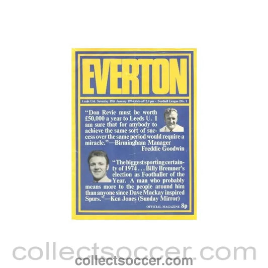 1974 - Everton v Leeds official programme 19/01/1974 - Collect Soccer