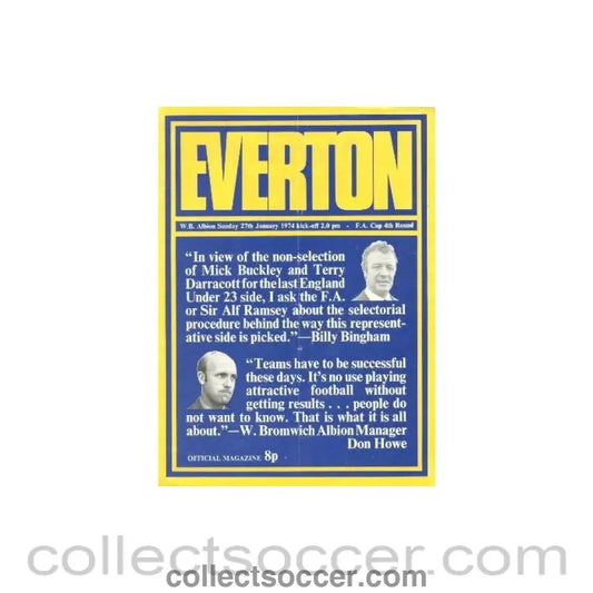 1974 - Everton v West Bromwich Albion official programme 27/01/1974 - Collect Soccer